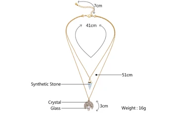 KYS MIG Geometriske Krystal Halskæde Dobbelt Lag Kæde Mode Smykker Kvinder Halskæde