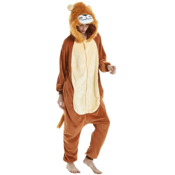 Voksne Mænd Nye Lion Kostumer Onesies Nattøj Vinter Nattøj Ét stykke Cosplay Pyjamas Pyjamas Halloween Party Dress Kostume