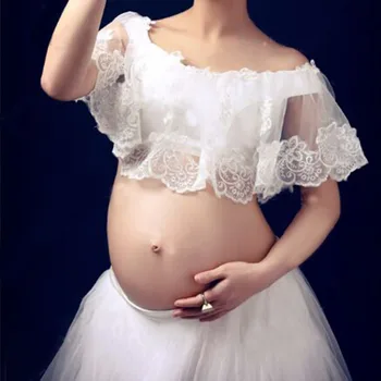 Maternity Dress Barsel Fotografering Rekvisitter Mode Maternity Dress fotografering Rekvisitter Blonder Graviditet Kvinde Photo Shoot Tøj