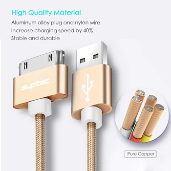SUPTEC Til iphone 4 USB Oplader Kabel-30 pin Flettet Nylon Premium-USB-Data Sync Oplader Kabel til iphone 4s og iPad 2 3 4 iPod
