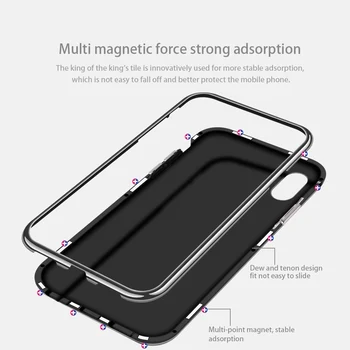 Luksus Magnetisk Flip Case til iPhone XS Antal XR-X 6 7 8 Plus PC Grænsen Shell Mønster Hærdet Glas Tilbage Dække