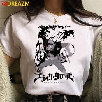 Hot Anime Sort Kløver T-Shirt Mænd Kawaii Sommer Toppe Tegnefilm Grafiske Tees Mode Unisex T-shirt Harajuku Tshirt Mandlige