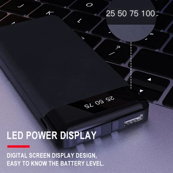 CASEIER 10000mAh Bærbare Oplader Til iPhone 11 Pro Max antal Bærbare Batteri Powerbank Til Xiaomi Samsung Indbygget Kabel-Power Bank