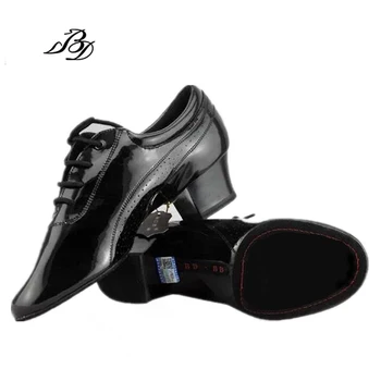 Ballroom Dance Sko Mænd Sko Sneakers Latin Sko Voksen To såler Lærer Praksis National standard Sko Patent Læder BD424