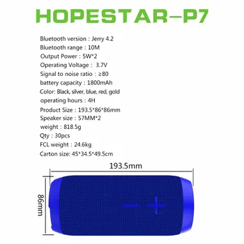 HOPESTAR P7 bærbare Bluetooth Højttaler Trådløse Vandtæt IPX6 Kolonne Max Bas Mini Subwoofer Bærbare Med TF Card USB FM-Mic