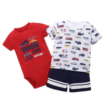Sommeren nyfødte tøj kortærmet T-shirt, toppe+sparkedragt+shorts baby boy tøj sæt spædbarn tøj 2020 kostume nye født passer til