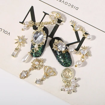 10stk Skinnende Zircon Legering Kæde Vedhæng 3D Nail Art Dekorationer Luksus Diamant Krystal Smykker Manicure Design Tilbehør