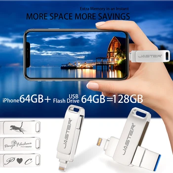 Usb-stick, usb-flash-drev til iphone, ipad pendrive 3.0 64gb usb-32gb 128gb 2 i 1 pen-drev til ios eksterne lagerenheder