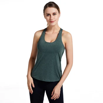Trænings-Og Top For Kvinder I Yoga-Shirts På Tværs Af Nylon Stropper Hyggelig Falske To-Delt Sportstøj Jogging Femme Træning Ærmeløs Sport Shirt