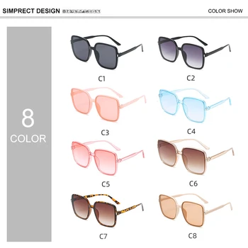 SIMPRECT Square Solbriller Kvinder 2021 Vintage Fashion Brand Overdimensionerede solbriller Stor Ramme UV400 Nuancer Til Kvinder Gafas De Sol