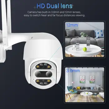 Dobbelt-Linse 1080P PTZ IP-Kamera Wifi Udendørs Speed Dome Kamera Auto Tracking CCTV Sikkerhed i Hjemmet IP-Kamera 2MP Audio Baby Monitor
