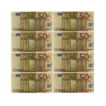 Farve Eurosedler 10stk/lot EUR 50 Guld Folie Seddel til Indsamling og Gaver EU-Penge Udsøgt Håndværk