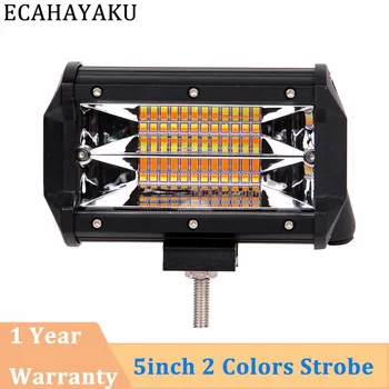ECAHAYAKU Drop shipping 5inch Dual Led Lys Bar 72W 4000K/6000K Strobe Blinkende stil for 12V-24V BIL LASTBIL SUV BÅD 4X4 ATV