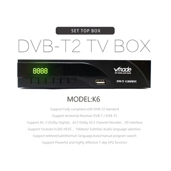 Vmade Nye DVB-T2 K6 HD 1080P H. 265 Jordbaserede Digitale Modtager Indbygget RJ45 Standard Set-Top Box Støtte Youtube M3U-Dekoder