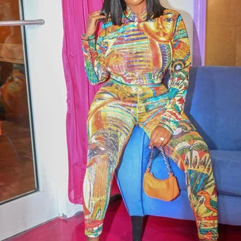 BIIKPIIK Afslappet Lounge Wear Tynde Lange Ærmer Efteråret 2 delt Sæt Farverig Mode Kvindelige Clubwear Matchende Sæt Kvindelige Kit