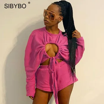 Sibybo Efteråret Lange Ærmer, Der Er Beskåret, Sweatshirt Trøjer Kvinder Bandage Backless Sexy Sweatshirts Femme Casual Streetwear Toppe I 2020