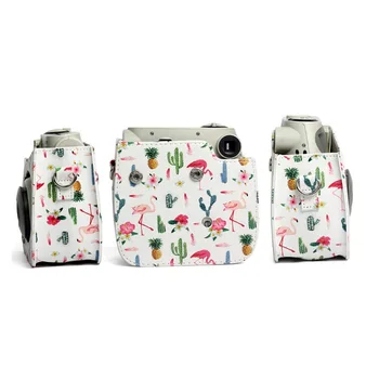 Flamingo Kaktus Tilfælde PU Pose Kamera Tasker Håndtasker Med Rem Protector Dækning For Fujifilm Instax Mini 7/7S/C Instant Kamera