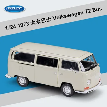 WELLY 1:24 1973 VW BUS T2 Metal Luksus Køretøj Trykstøbt Træk Tilbage Biler Model Legetøj til Drengen Samling