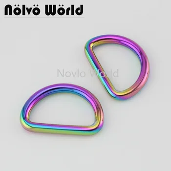 Nolvo Verden 5-20-100pcs 6 farver 4.7 mm web,3.2X1.9cm Iriserende Rainbow lukkede d-ring,Regnbue farve 1.2