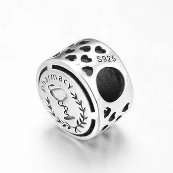 Nye 925 Sterling Sølv Succesfuld karriere Apotek symbol perler Passer Oprindelige LYNACCS Charms Armbånd til smykkefremstilling