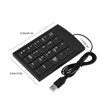 19 nøgler Ikke Skifte Bærbare Ergonomi Vandtæt Mini-USB-Numeriske Tastatur Antal Tastatur til Laptop, Desktop
