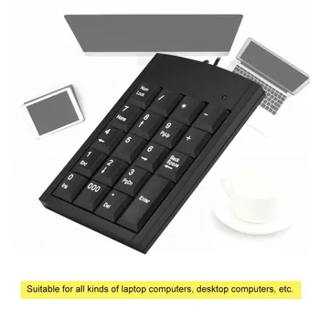19 nøgler Ikke Skifte Bærbare Ergonomi Vandtæt Mini-USB-Numeriske Tastatur Antal Tastatur til Laptop, Desktop