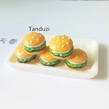 Tanduzi 20PCS Mini Harpiks Hamburger 11mm Simulering Hamburger Miniaturer Harpiks Fladskærms Tilbage Cabochonslebet For DIY Hår Bue Center