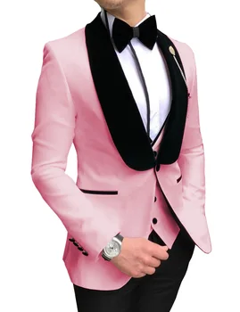 Herre Hvid Passer Slim Fit 3 stk Business-Smoking Jakke Blazer herre til Bryllup, Brudgom, Prom, Aften(Blazer+Vest+Bukser)