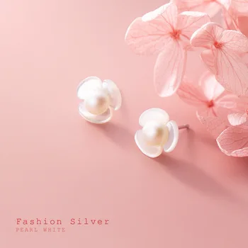 La Monada Fine Smykker Stud Øreringe Af 925 Sterling Sølv Shell Blomst Koreanske Minimalistisk 925 Sølv Øreringe Til Kvinder Stud