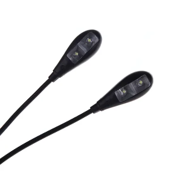 Hot Black Clip-on 2 Dual Arme 4 LED Fleksibel Bog nodestativ Lampe, Musikalske Instrumenter Dele og Tilbehør til