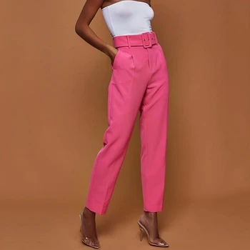 Solid Farve, Elasticitet Lige Klokke-bottoms Bukser med Høj Talje Bukser Kvinder Mode kvinders Sommer Bukser Med Vinger For Kvinder