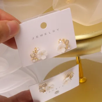 2020 mode smykker udsøgt kobber indlagt krystal zircon breve ELSKER små shell kvindelige blomst øreringe
