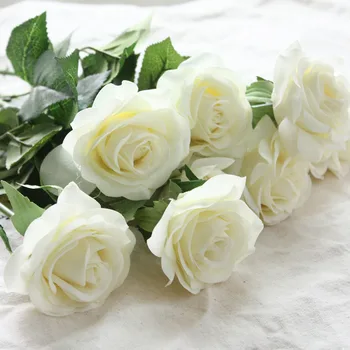 6 hoveder Rigtige Touch Foråret Latex Blomster Kunstig Rose Blomster Buketter Til Et Bryllup, boligindretning