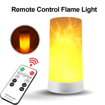 LED Flamme Effekt Nat Lys USB-Genopladelige 3D-Dynamisk Brand Lys Fjernbetjening Led-Indretning Lampe til Hjemmet Bar i Haven-Ferie