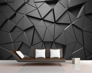 Beibehang Brugerdefineret baggrund Nordiske 3D solid geometrisk abstrakt grå trekant mural decoration baggrund vægmaleri 3d tapet