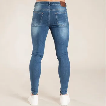 Classic style Mænd Brand Jeans Business Casual Strække Slim Denim Bukser lyseblå, Sort Bukser Mandlige
