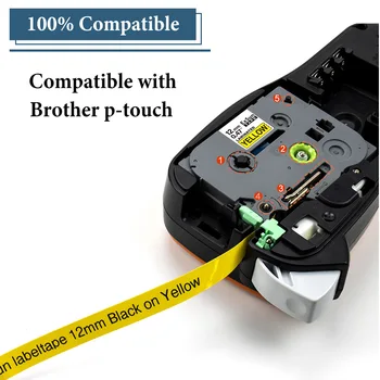 Unismar 10PK Multi-farvede 12mm til Brother Tze-231 TZe-M31 TZe-131 Sort på Mat Klar/Hvid Lamineret Label Tape P-touch