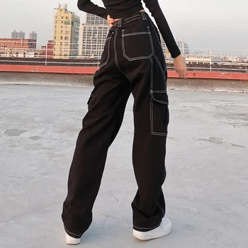 Rockmore Høj Talje Jeans Kvinde Bred Ben Denim Kæreste Streetwear Tøj Kvalitet 2020 Mode Harajuku Lomme Lige Bukser