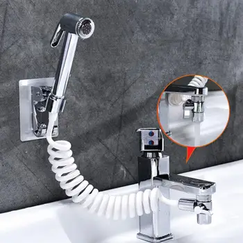 Badeværelse Hane Eksterne Brusebad Håndholdt Sprøjte Sprinkler+Base+Slange+Ventil Sat Til Håndvask Håndvask Bruser Faucet
