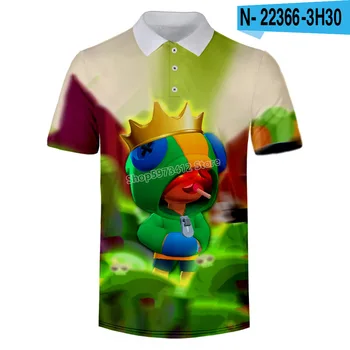 Brawing Stars T-shirt af 3D-Print-Kort-langærmet Mænd Tøj Leon Spike POLO Shirt Mænd er Forår Sommer Shirts Teens Gaver