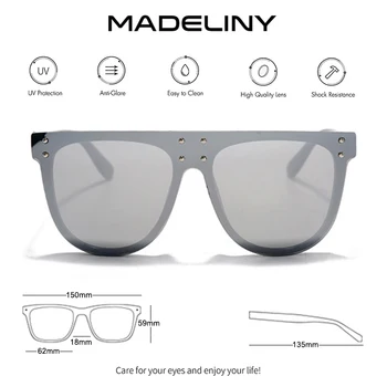 MADELINY Square Solbriller Kvinder Brand Designer Flad Top Sol Briller Damer Nuancer UV400 gafas de sol mujer MA257