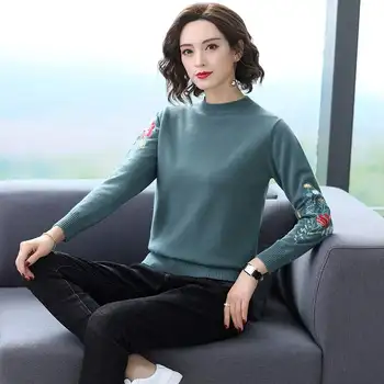 Pullover Sweater Kvinder 2020 Efterår Og Vinter Solid O-Neck Pullover, Sweater Koreansk Stil Strikket Langærmet Trøjer Casual Toppe
