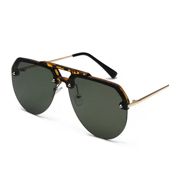 NY Mode Semi Uindfattede Pilot Røde Solbriller Kvinder Luksus Overdimensionerede solbriller til Mænd Dobbelt Stråle Vintage Retro Solbrille UV400