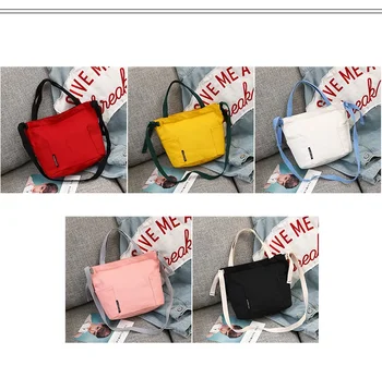 New Høj kvalitet Canvas Håndtaske Kontrast farve en enkelt skulder tasker Kvinders Messenger Bag kvindelige ungdom indkøbsposer Klapper Totes