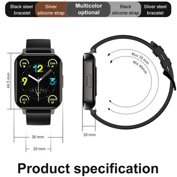 Smart Ur til Mænd IP68 Vandtæt 1.78 tommer Skærm Blodtryk Smartwatch Kvinder EKG-pulsmåler Fitness Tracker Ure