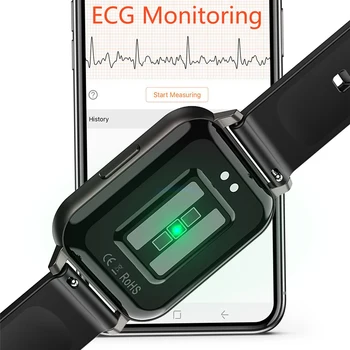 Smart Ur til Mænd IP68 Vandtæt 1.78 tommer Skærm Blodtryk Smartwatch Kvinder EKG-pulsmåler Fitness Tracker Ure