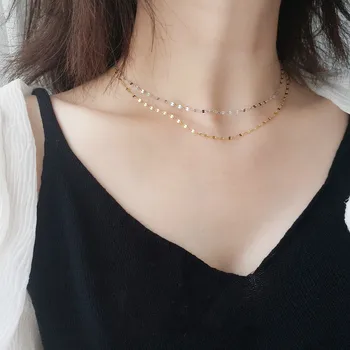 925 Sterling Sølv Choker Halskæde Bølgepap Smarte Koreanske Skalaer Kæde Kort Halskæde Til Kvinder Fine Smykker Mode