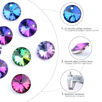 14mm Satellit-Vedhæng Crystal Charms Runde Glasperler Til Kvinder Smykker at Gøre Halskæder DIY-Øreringe Resultater 12pcs/masse