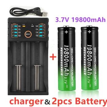 18650 batteri 3,7 V 19800mAh genopladelige litium-batteri med oplader til Led lommelygte batery litio batteri+Oplader, 1stk