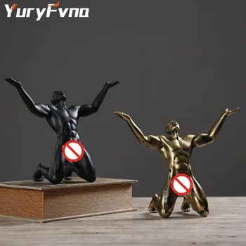 YuryFvna Abstrakte Harpiks Skulptur Enkel Brølende Sejr Statue Figurer Dekorative Hjem Stue Desktop Håndværk